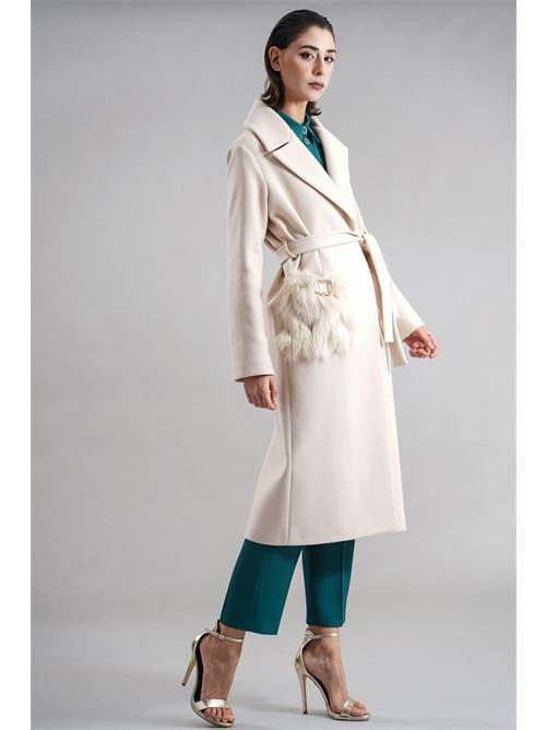 Cappotto con ecopelliccia GM by Gai Mattiolo | GM3559BURRO